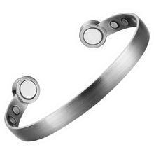 Load image into Gallery viewer, Silver Smooth Gauss Therapy Magnetic Bangle