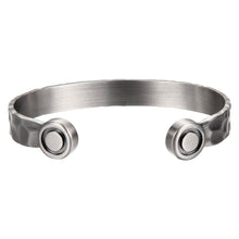 Load image into Gallery viewer, Powerful Hammered Silver Copper Magnetic Bangle