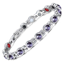Load image into Gallery viewer, Ladies Laguna Purple Crystal Magnetic 4in1 Bracelet
