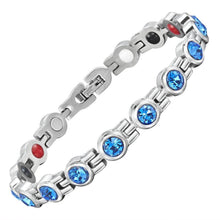 Load image into Gallery viewer, Ladies Laguna Blue Crystal Magnetic 4in1 Bracelet
