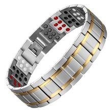 Load image into Gallery viewer, Silver & Gold Super Strong Titanium 4in1 Magnetic Bracelet