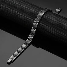 Load image into Gallery viewer, Womens Feathered Black Copper Magnetic Bracelet - Gauss Therapy
