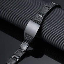 Load image into Gallery viewer, Black Carbon Fibre ID Magnetic Bracelet - Gauss Therapy