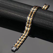 Load image into Gallery viewer, Black Gold 4in1 Titanium Magnetic Therapy Bracelet - Gauss Therapy