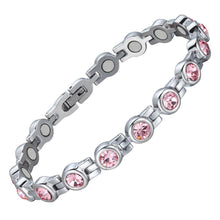 Load image into Gallery viewer, Ladies Laguna Pink Crystal Magnetic Bracelet - Gauss Therapy