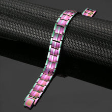 Load image into Gallery viewer, Rainbow LGBTQ Double Row Titanium Bracelet - Gauss Therapy