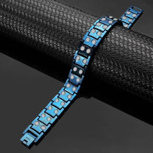 Load image into Gallery viewer, Mens Blue Titanium Strong Magnetic Therapy Bracelet - Gauss Therapy