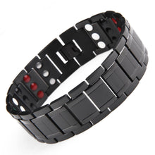 Load image into Gallery viewer, Black Triple Row 4in1 Titanium Magnetic Bracelet - Gauss Therapy