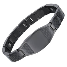 Load image into Gallery viewer, Black Carbon Fibre ID Magnetic Bracelet - Gauss Therapy