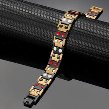 Load image into Gallery viewer, Black Gold Titanium 4in1 Magnetic Therapy Bracelet - Gauss Therapy
