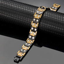Load image into Gallery viewer, Black Gold Double Row Two Tone Bracelet - Gauss Therapy