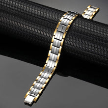Load image into Gallery viewer, Silver Gold Titanium Strong Magnetic Bracelet - Gauss Therapy