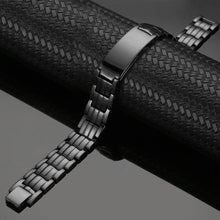 Load image into Gallery viewer, Heavy ID Black Copper Link Magnetic Bracelet - Gauss Therapy