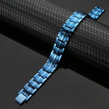 Load image into Gallery viewer, Mens Blue Titanium Strong Magnetic Therapy Bracelet - Gauss Therapy