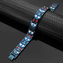 Load image into Gallery viewer, Blue Titanium Double Row Magnetic Therapy Bracelet - Gauss Therapy