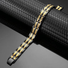 Load image into Gallery viewer, Black & Gold Titanium Magnetic Bracelet - Gauss Therapy