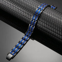 Load image into Gallery viewer, Black & Blue Titanium Magnetic Bracelet - Gauss Therapy