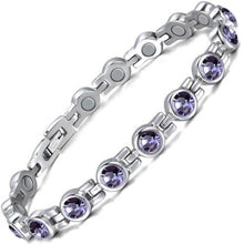 Load image into Gallery viewer, Ladies Laguna Purple Crystal Magnetic Bracelet - Gauss Therapy
