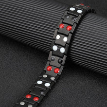 Load image into Gallery viewer, Blue Black Titanium 4in1 Magnetic Therapy Bracelet - Gauss Therapy