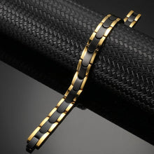 Load image into Gallery viewer, Synergy Black Gold Stainless Bracelet - Gauss Therapy