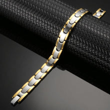Load image into Gallery viewer, Synergy Silver Gold Steel Magnetic Bracelet - Gauss Therapy