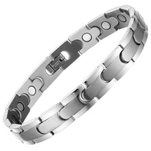 Load image into Gallery viewer, Synergy Silver Stainless Steel Magnetic Bracelet - Gauss Therapy