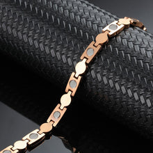 Load image into Gallery viewer, Trinity Rose Gold Stainless Magnetic Bracelet - Gauss Therapy