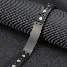 Load image into Gallery viewer, Black Stainless Steel ID Magnetic Bracelet - Gauss Therapy