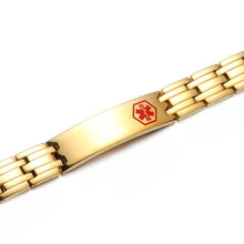 Load image into Gallery viewer, Gold Stainless Steel ID Magnetic Bracelet - Gauss Therapy