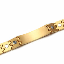 Load image into Gallery viewer, Gold Stainless Steel ID Magnetic Bracelet - Gauss Therapy
