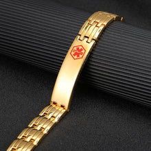 Load image into Gallery viewer, Gold Stainless Steel ID Magnetic Bracelet - Gauss Therapy