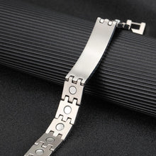 Load image into Gallery viewer, Silver Stainless Steel ID Magnetic Bracelet - Gauss Therapy