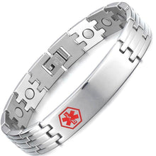 Load image into Gallery viewer, Silver Stainless Steel ID Magnetic Bracelet - Gauss Therapy
