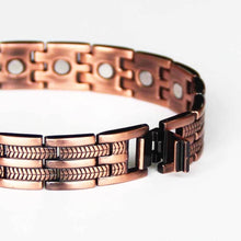 Load image into Gallery viewer, Feather Engraved Copper Magnetic Bracelet - Gauss Therapy