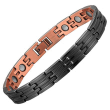 Load image into Gallery viewer, Womens Feathered Black Copper Magnetic Bracelet - Gauss Therapy