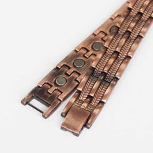 Load image into Gallery viewer, Feather Engraved Copper Magnetic Bracelet - Gauss Therapy