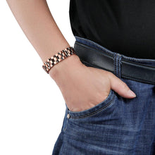 Load image into Gallery viewer, Mens Heavy Brickwork Copper Magnetic Bracelet - Gauss Therapy