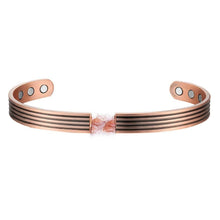 Load image into Gallery viewer, Threaded Striped Pure Copper Magnetic Bangle - Gauss Therapy