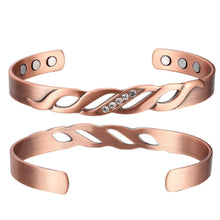 Load image into Gallery viewer, Ladies Elegant Crystal Copper Magnetic Bangle - Gauss Therapy