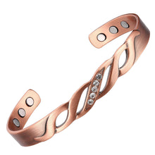 Load image into Gallery viewer, Ladies Elegant Crystal Copper Magnetic Bangle - Gauss Therapy