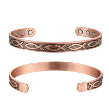 Load image into Gallery viewer, Copper Magnetic Bangle Religious Fish Design - Gauss Therapy