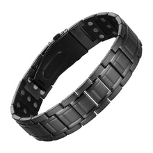 Load image into Gallery viewer, Black Buckle Triple Row Titanium Magnetic Bracelet - Gauss Therapy