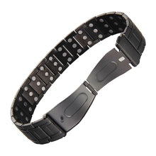 Load image into Gallery viewer, Black Buckle Triple Row Titanium Magnetic Bracelet - Gauss Therapy