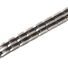 Load image into Gallery viewer, Silver & Black Titanium Magnetic Bracelet - Gauss Therapy