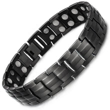 Load image into Gallery viewer, Mens Black Titanium Strong Magnetic Bracelet - Gauss Therapy