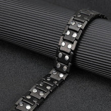 Load image into Gallery viewer, Blue Black Titanium Solid Magnetic Therapy Bracelet - Gauss Therapy