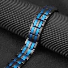 Load image into Gallery viewer, Blue Black Titanium 4in1 Magnetic Therapy Bracelet - Gauss Therapy