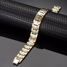 Load image into Gallery viewer, Silver & Gold 4in1 Titanium Magnetic Bracelet - Gauss Therapy
