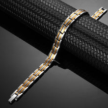 Load image into Gallery viewer, Ladies Silver & Gold 4in1 Titanium Magnetic Bracelet - Gauss Therapy