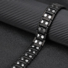Load image into Gallery viewer, Mens Black Blue Titanium Strong Magnetic Bracelet - Gauss Therapy